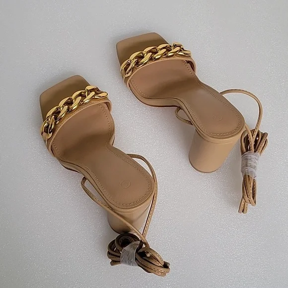 Women's Sandals, Square Open Toe, Chunky Block Heel, Ankle Strap - Picture 3 of 9